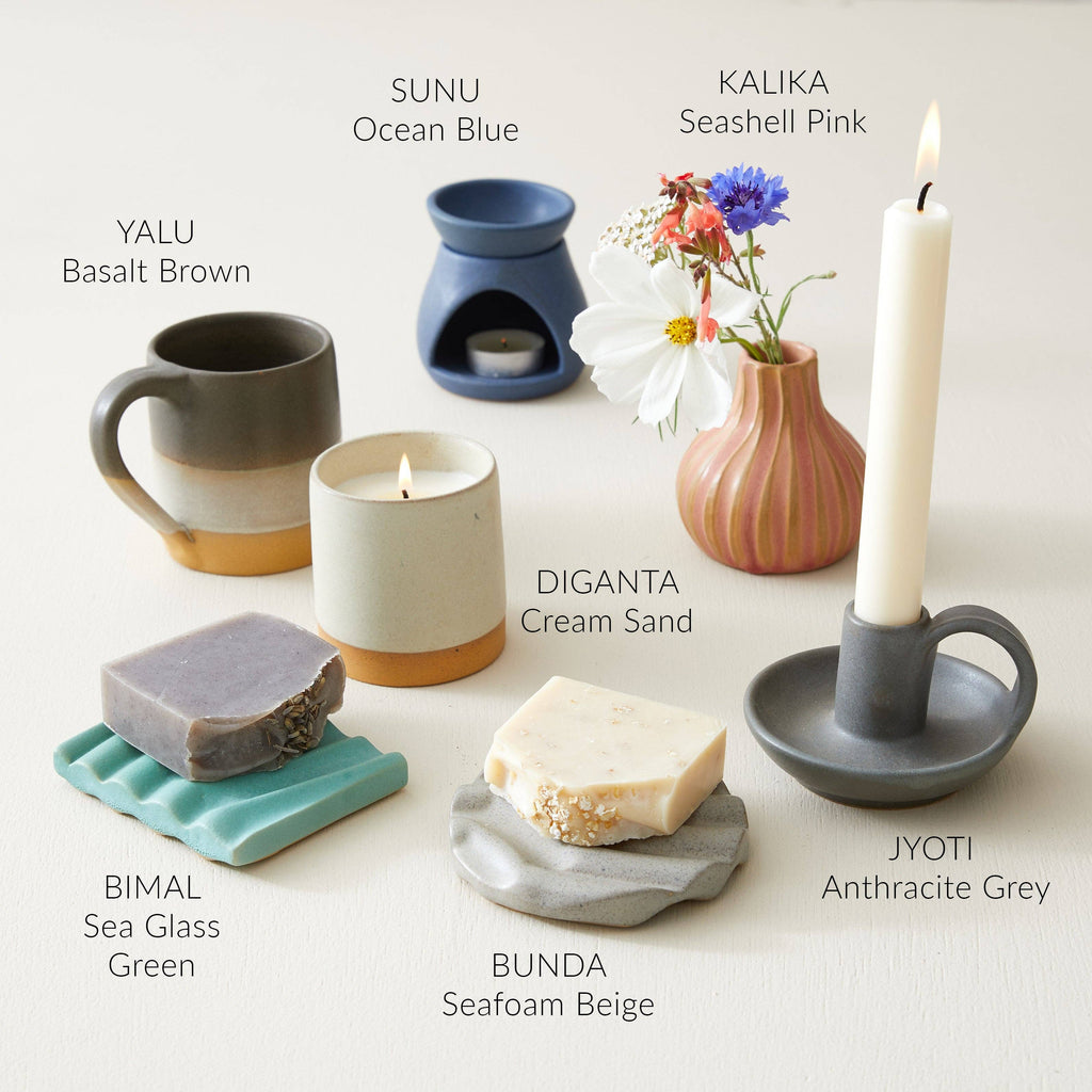 SUNU Stoneware Essential Oil Burner: Mineral Brown
