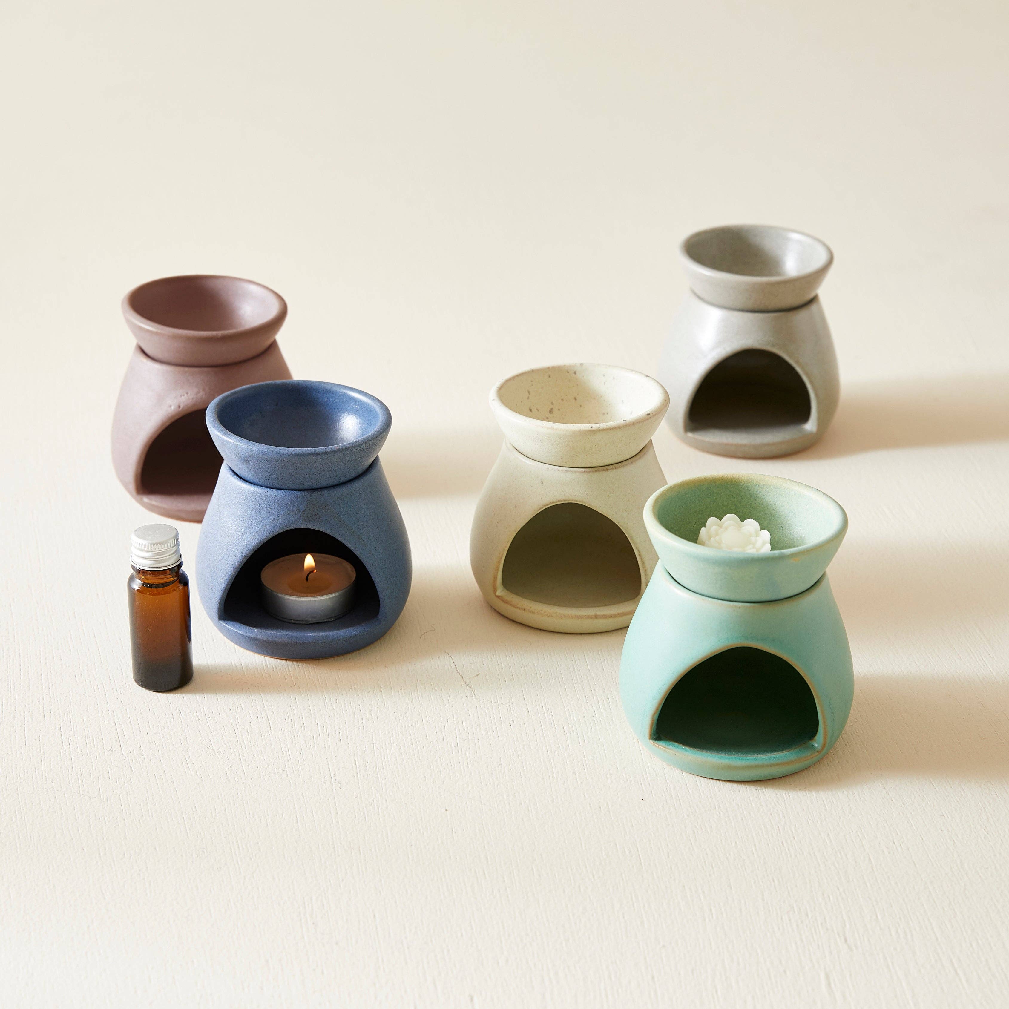 SUNU Stoneware Essential Oil Burner: Mineral Brown