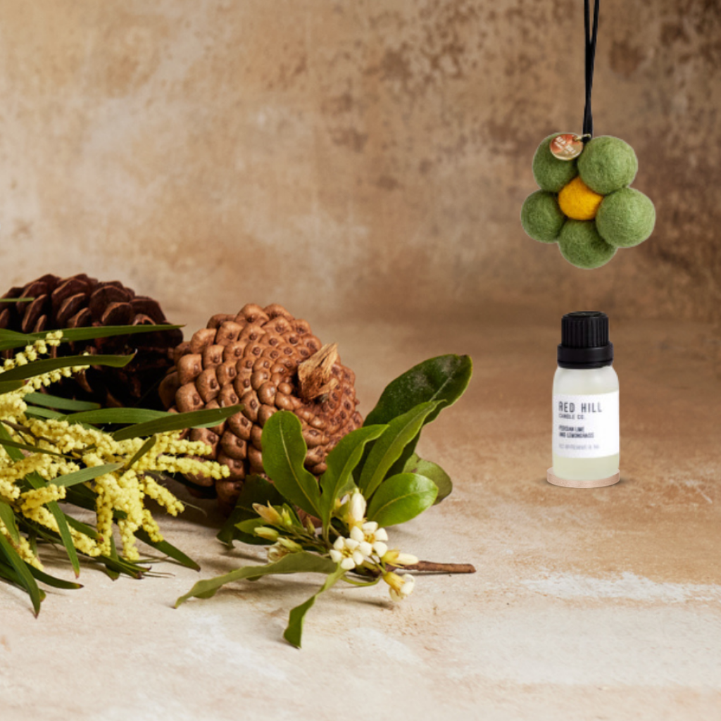 Persian Lime & Lemongrass Felt Flower Air Freshener: Pink