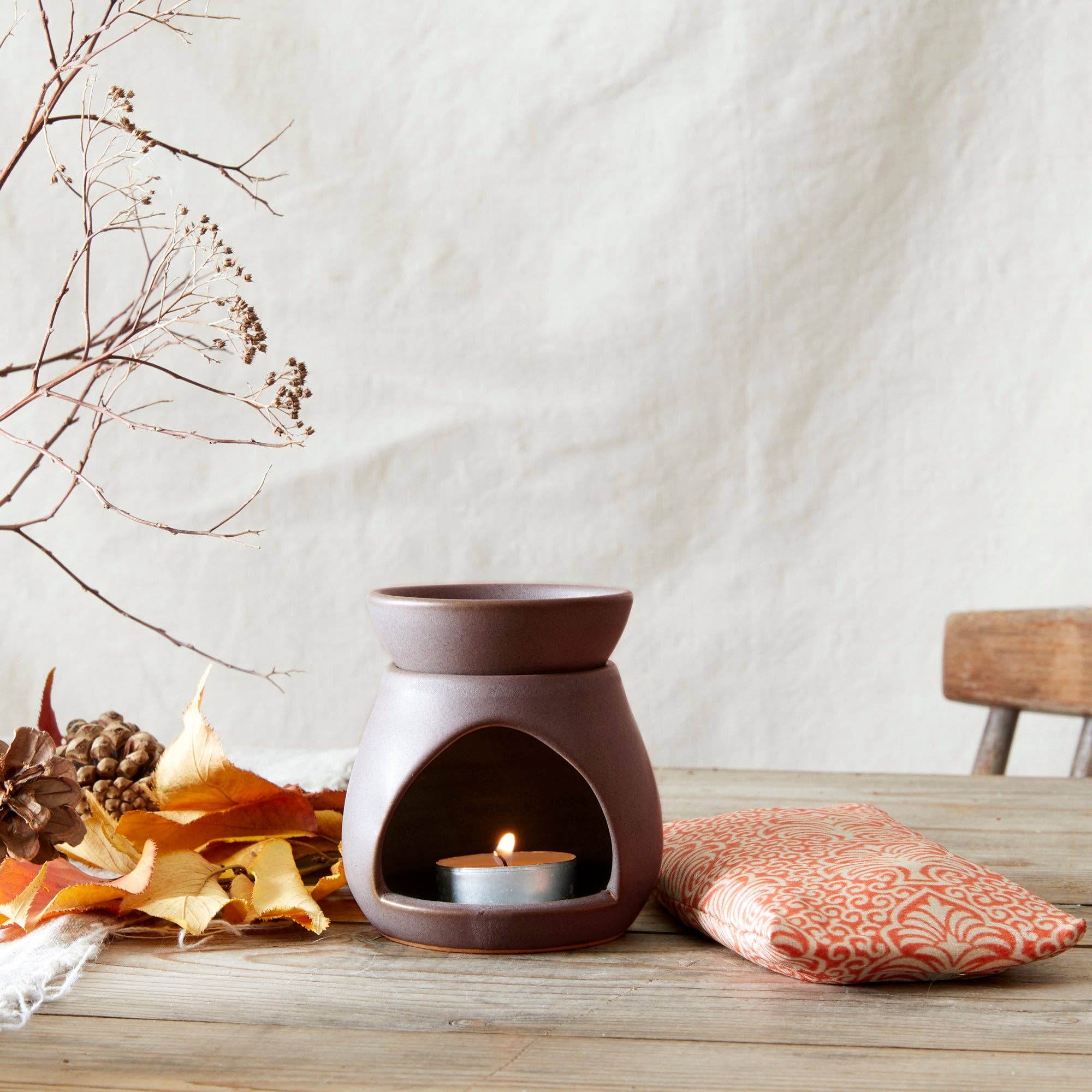 SUNU Stoneware Essential Oil Burner: Mineral Brown